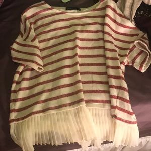 Striped shirt with ruffle bottom